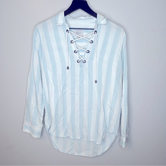 Rails Uli Corset Tie Block Stripe Shirt Size S - Picture 3 of 11